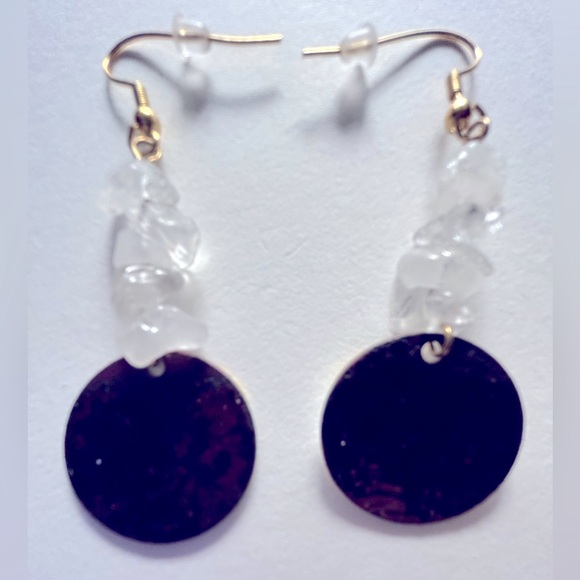 NWOT earrings Artisan Copper Enameled “Side-eye” faces, BFFs Quartz pierced 2.5” - Picture 9 of 9